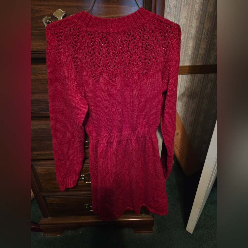 Cat & Jack Red Cowl Neck Sweater with Intricate Knit Design
